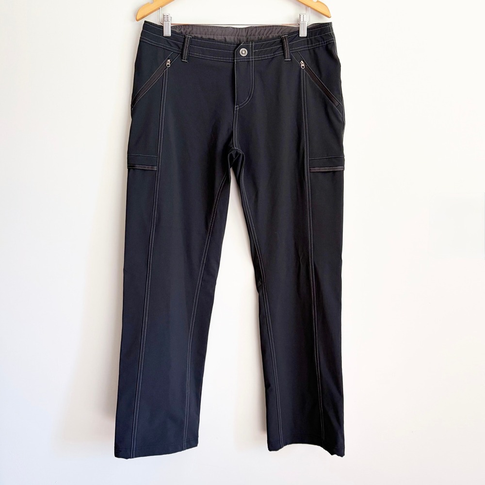 KUHL Womens Hiking Utility Pants Straight Leg Size 12 Short Black Cargo Gorpcore